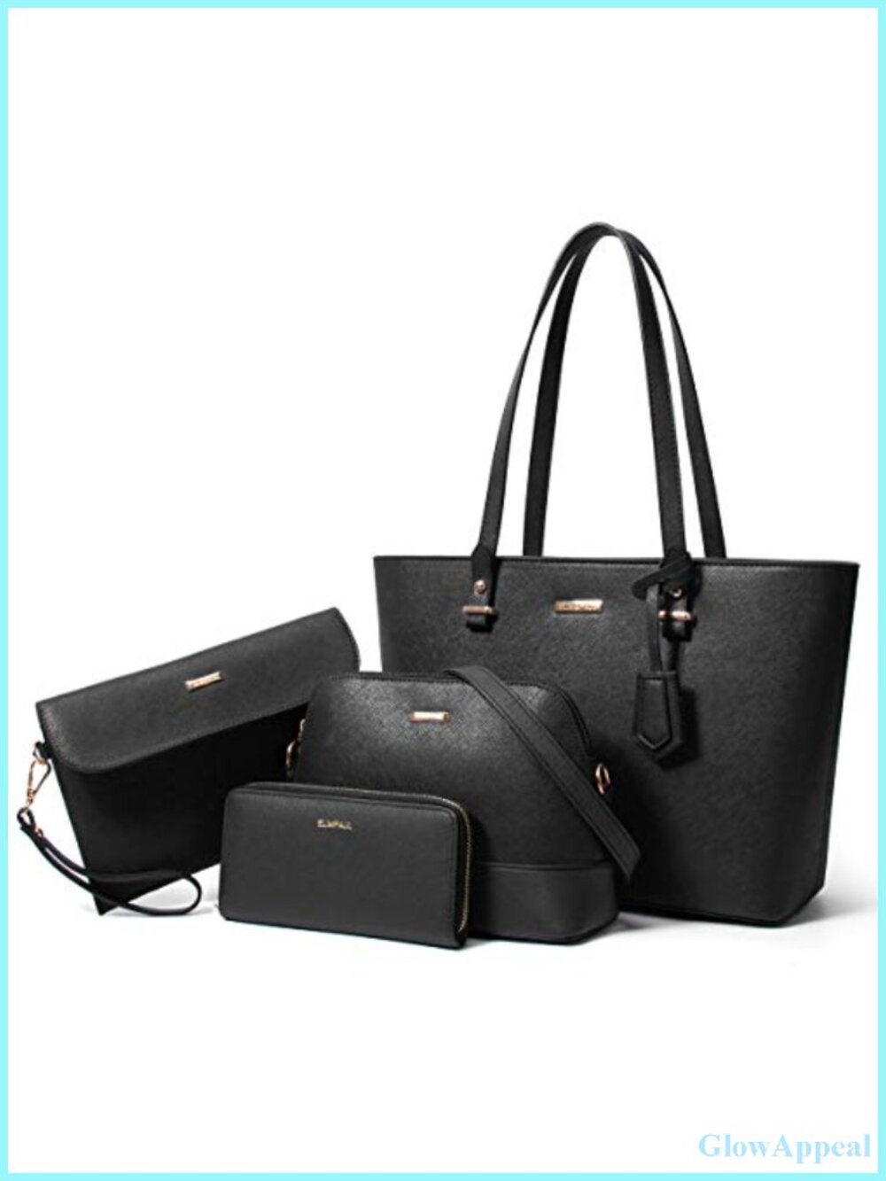 YTL Women Satchel Tote Bag Set - 4pcs Handbag Messenger Wallet Card Holder,